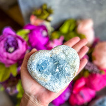 Load image into Gallery viewer, Ethically Sourced Large CELESTITE Hearts, B Quality, Gift for Mothers Day
