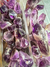 Load image into Gallery viewer, Bulk Small Dragontooth Amethyst Spears, 500 Grams, Bahia Amethyst Point, elestial Amethyst
