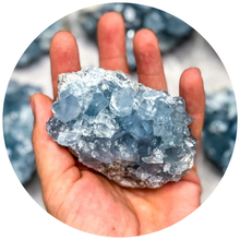 Load image into Gallery viewer, Ethically Sourced CELESTITE Crystal Clusters
