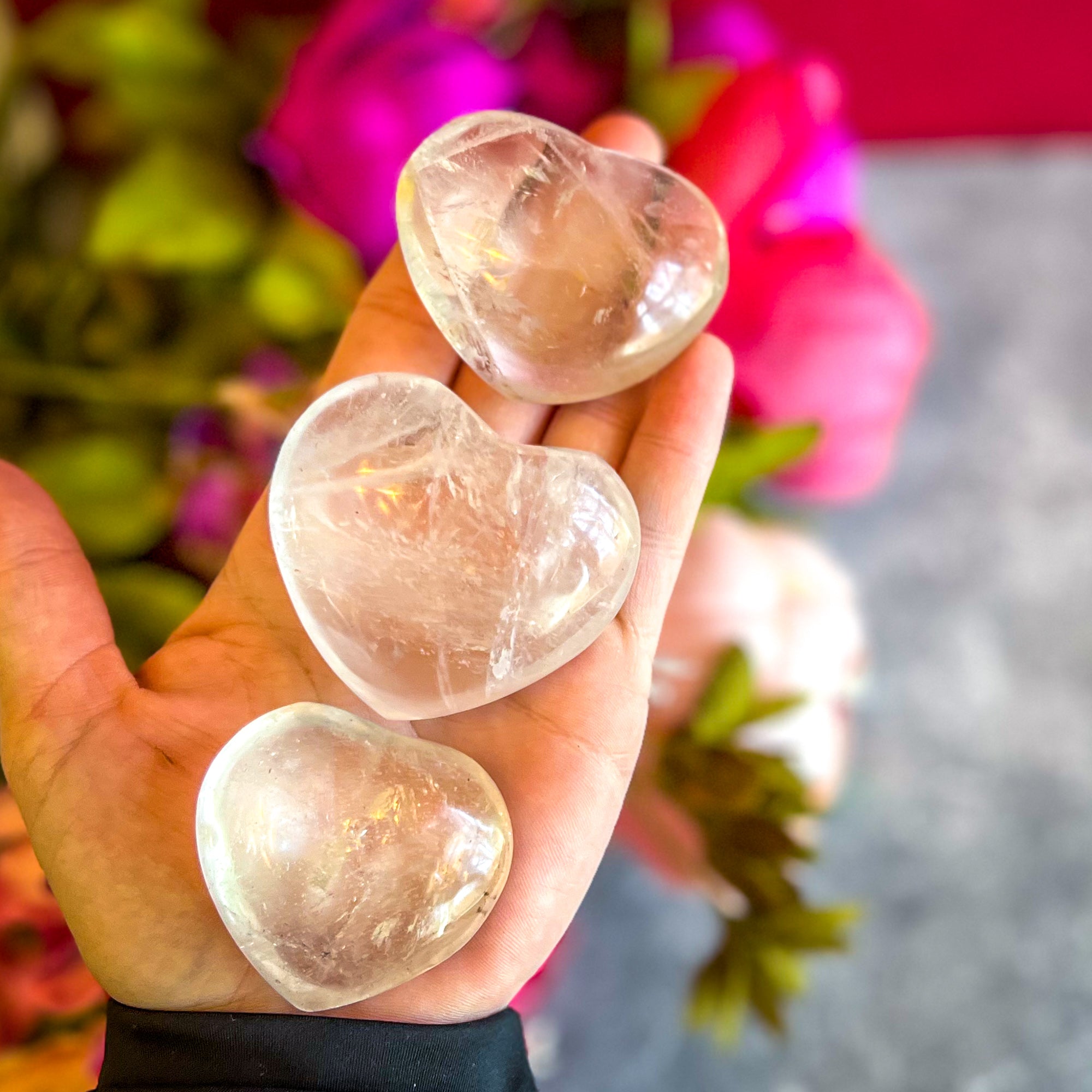 Clear Quartz Crystal Hearts, Ethically Sourced Crystals Mandala Gems