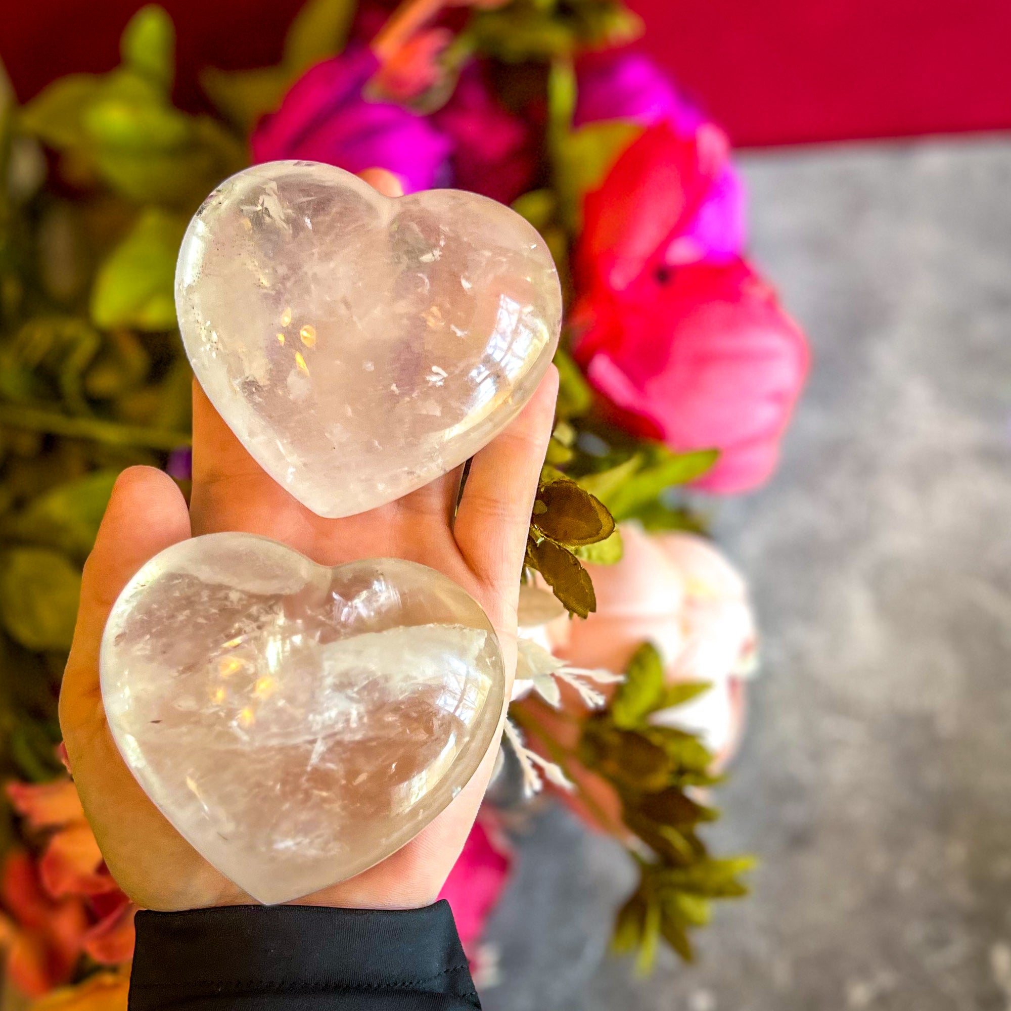 Clear Quartz Crystal Hearts, Ethically Sourced Crystals Mandala Gems