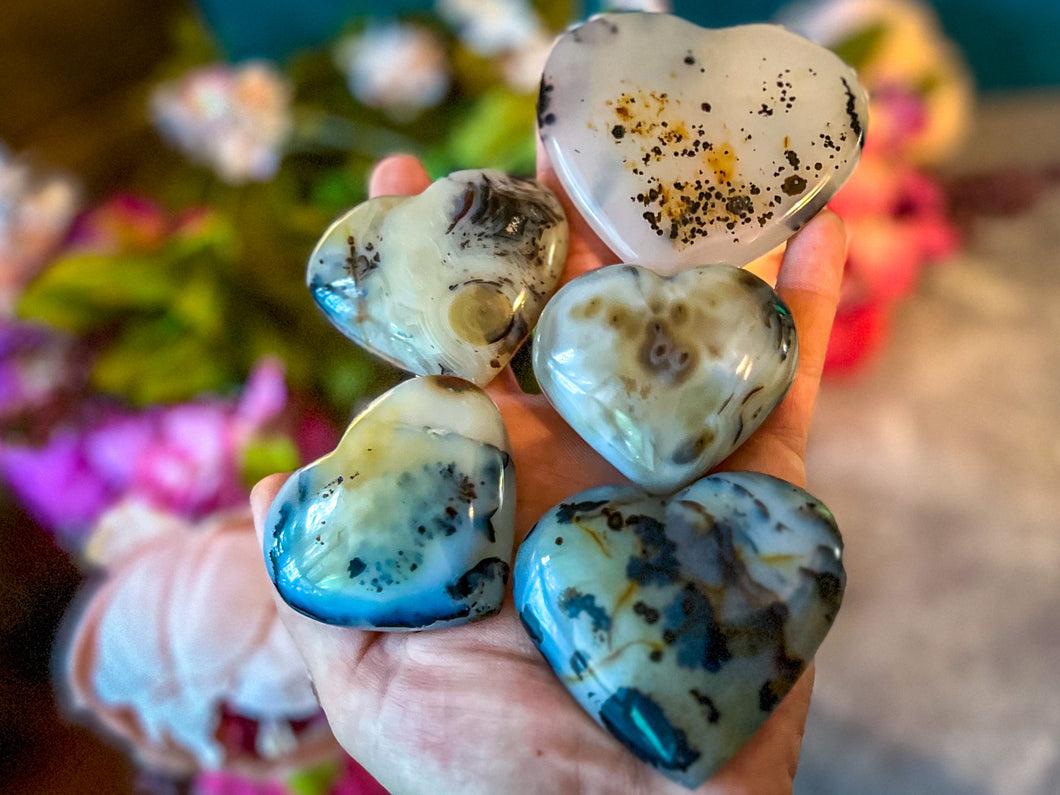 Dendritic Agate Crystal Hearts