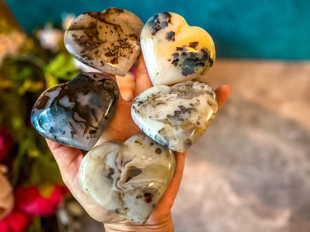 Dendritic Agate Crystal Hearts