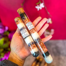 Load image into Gallery viewer, Empath Witchy Bath Salts with Black Tourmaline in Glass Vials
