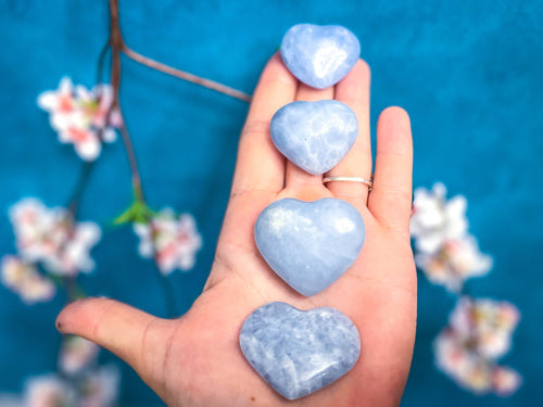 Small BLUE CALCITE crystal hearts