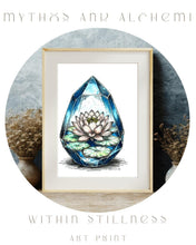 Load image into Gallery viewer, Within Stillness - Lotus Crystal Art Print - 5x7 Archival Yoga Meditation Print
