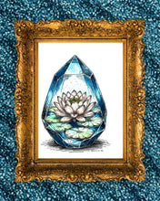 Load image into Gallery viewer, Within Stillness - Lotus Crystal Art Print - 5x7 Archival Yoga Meditation Print
