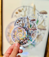 Load image into Gallery viewer, Ammonite Sticker – 4" Ancient Fossil Crystal Spiral Weatherproof Vinyl Decal
