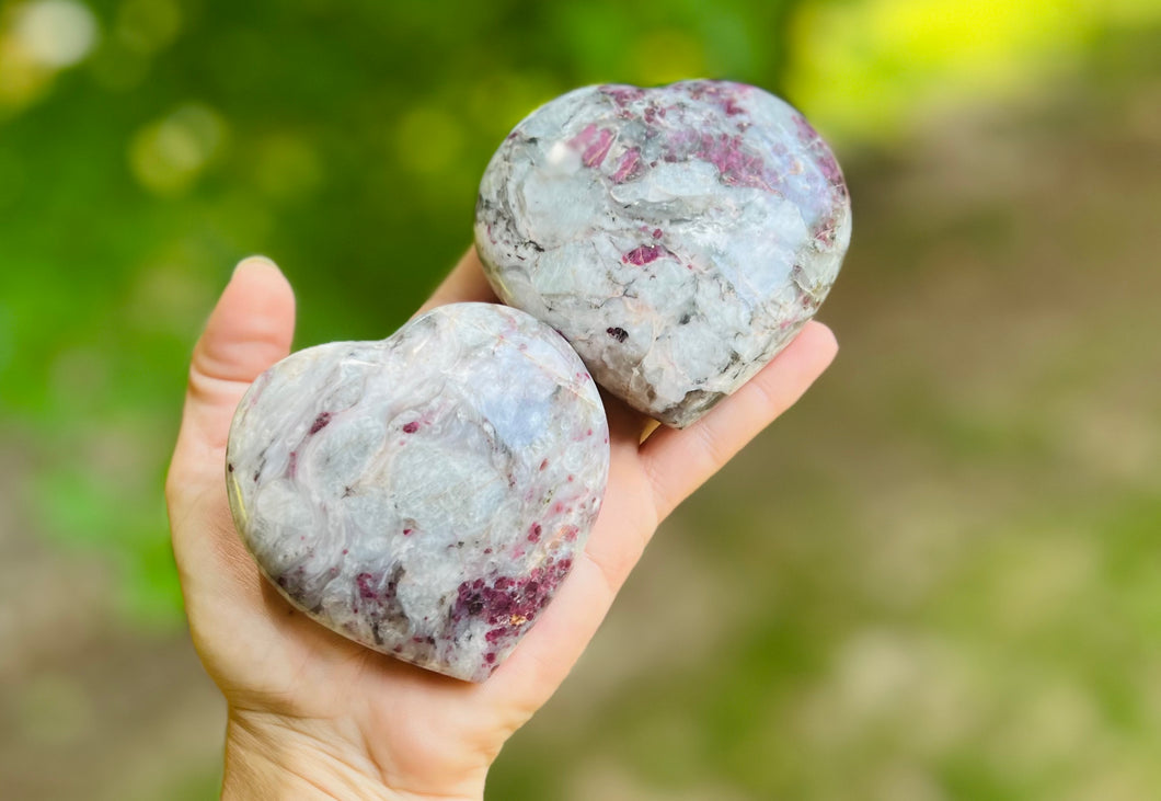 Red Tourmaline Hearts / Rubellite Crystal Hearts