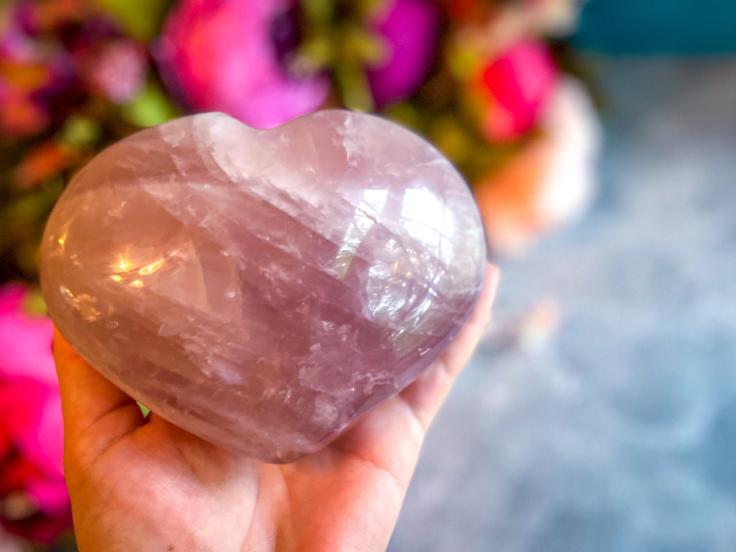 Large Rose Quartz Hearts for Mothers Day, Ethically Sourced Crystals