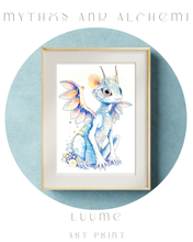 Load image into Gallery viewer, Luume - Fairycore Dragon Art Print – Whimsical Fantasy Illustration Wall Decor
