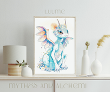 Load image into Gallery viewer, Luume - Fairycore Dragon Art Print – Whimsical Fantasy Illustration Wall Decor
