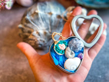 Load image into Gallery viewer, Mermaid Gift Set, Mermaid Fairy, Seashells, Rainbow Ammonite, Celestite cluster, Shiva Eye Shell Heart
