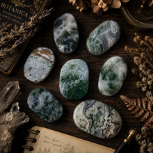 Load image into Gallery viewer, Moss Agate Crystal Palm Stones, Moss Agate Palm
