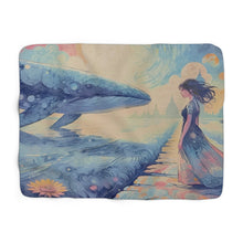 Load image into Gallery viewer, Oneirion Cozy Sherpa Fleece Blanket — Fantasy Whale Illustration
