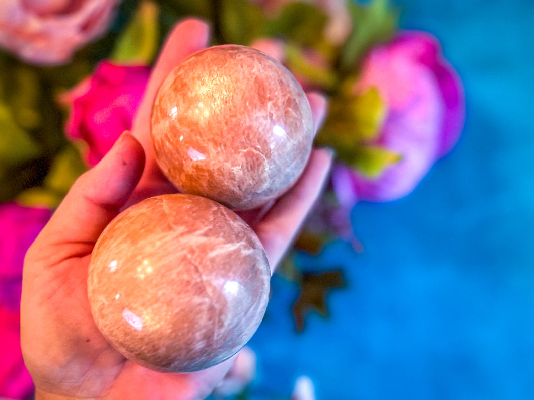 Peach Moonstone Spheres - Peach Moonstone Spheres