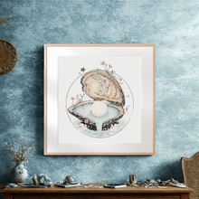 Load image into Gallery viewer, Pearl of Wisdom - Oyster Shell 10x10", 5x7" Art Print with Poem
