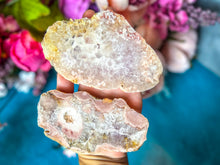 Load image into Gallery viewer, Beautiful Pink Flower Agate Slices, Polished Flower Agate Slabs, Pink Cherry Blossom Agate Polished Slab
