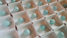 Load and play video in Gallery viewer, Mini Aquamarine Spheres, Tiny Polished Aquamarine Crystal Balls
