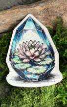 Load and play video in Gallery viewer, Within Stillness - Lotus Crystal Sticker - Weatherproof Vinyl Bumper Sticker, Laptop Sticker, Yoga Peace
