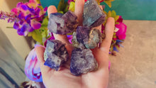Load and play video in Gallery viewer, Rare Purple Rain Pocket Fluorite Clusters, Lady Annanella Mine, CLOSED Mine!, Daylight Fluorescent
