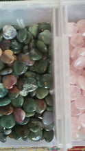 Load and play video in Gallery viewer, 2 cm Crystal Hearts for Valentines Day, You Choose Red Jasper, Fluorite, Carnelian, Rose Quartz, Moss Agate, Yellow
