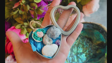 Load and play video in Gallery viewer, Mermaid Gift Set, Mermaid Fairy, Seashells, Rainbow Ammonite, Celestite cluster, Shiva Eye Shell Heart
