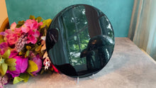 Load and play video in Gallery viewer, Black Obsidian Round Mirrors scrying mirror, 7 1/2 inches
