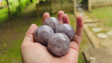 Load and play video in Gallery viewer, 1 1/2&quot; Fluorite Spheres, Green Fluorite, Purple Fluorite and Bicolor Fluorite
