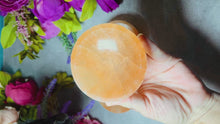 Load and play video in Gallery viewer, 8cm PEACH Selenite ROUND Charging Bowl
