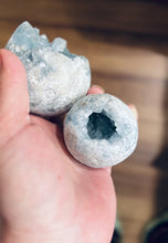 Load and play video in Gallery viewer, Ethically Sourced CELESTITE Crystal Spheres
