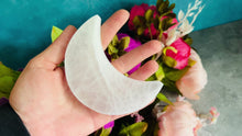 Load and play video in Gallery viewer, 4&quot; Selenite Crescent MOON
