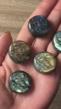 Load and play video in Gallery viewer, Mini Labradorite Moon Face | Celestial Crystal Carving
