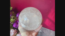Load and play video in Gallery viewer, 4 1/2&quot; RAINBOW Quartz Sphere, Large Quartz Crystal Ball
