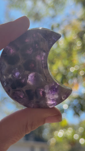 Chevron amethyst moon bowl hand-held detail video with white and silver holiday styling