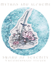 Load image into Gallery viewer, Sword of Serenity Sticker – 4" Waterproof Vinyl Decal
