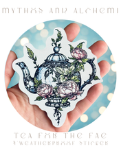 Load image into Gallery viewer, Tea for the Fae Sticker - Weatherproof Magical Teapot Vinyl Bumper Sticker, Laptop Sticker
