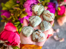 Load image into Gallery viewer, Vesuvianite and Garnet Heart, ethically sourced
