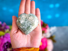 Load image into Gallery viewer, Vesuvianite and Garnet Heart, ethically sourced
