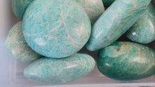 Load and play video in Gallery viewer, ETHICALLY SOURCED Amazonite palm stone for COURAGE

