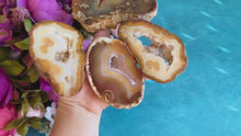 Load and play video in Gallery viewer, Natural Yellow Agate Slices, Some with Druzies!
