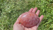 Load and play video in Gallery viewer, HUGE Red Hematoid quartz CRYSTAL palm stone with RAINBOWS
