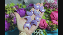 Load and play video in Gallery viewer, Cute Lepidolite Crystal Crescent Moons
