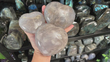 Load and play video in Gallery viewer, Ethically Sourced Lavender Rose Quartz Hearts
