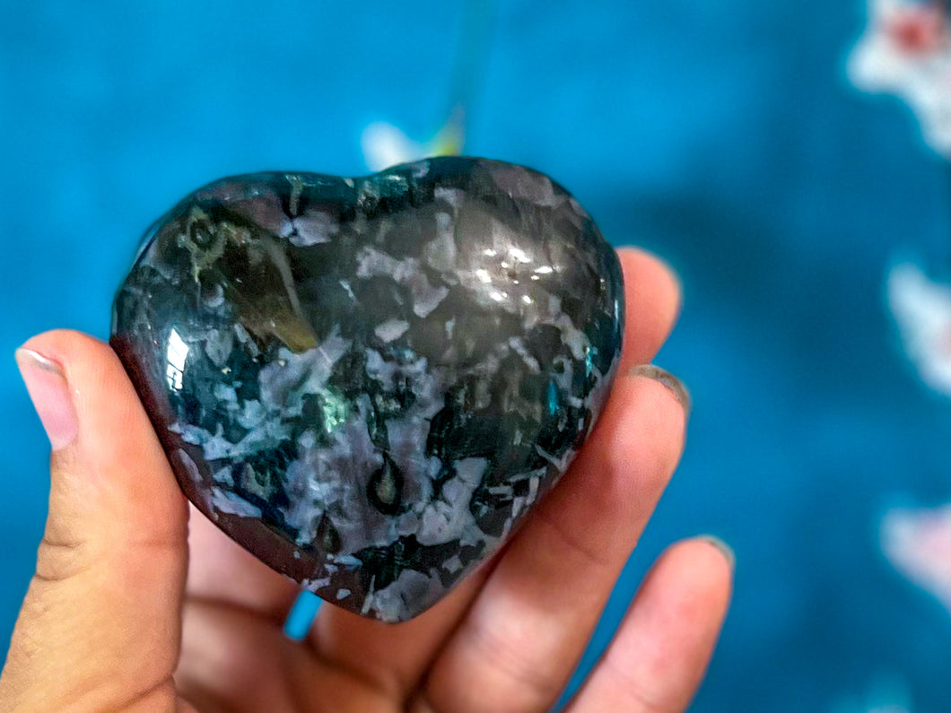 Ethically Sourced INDIGO GABBRO crystal heart