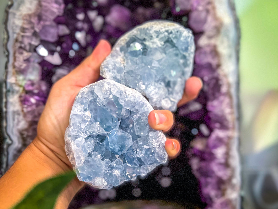 Ethically Sourced CELESTITE Clusters 450-800 Grams