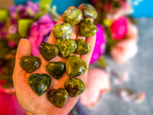 Load image into Gallery viewer, Small Green Opal Hearts, Ethically Sourced Crystals
