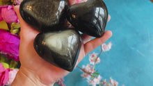 Load and play video in Gallery viewer, Gold Obsidian Hearts, Polished Gold Sheen Obsidian Crystal Hearts
