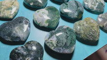 Load and play video in Gallery viewer, Moss Agate Crystal Hearts for Valentines Day

