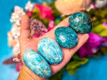 Load image into Gallery viewer, Blue Apatite Palmstones, Ethically Sourced Crystals
